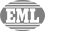 A black and white logo for EML. Beskrivelse genereret af AI