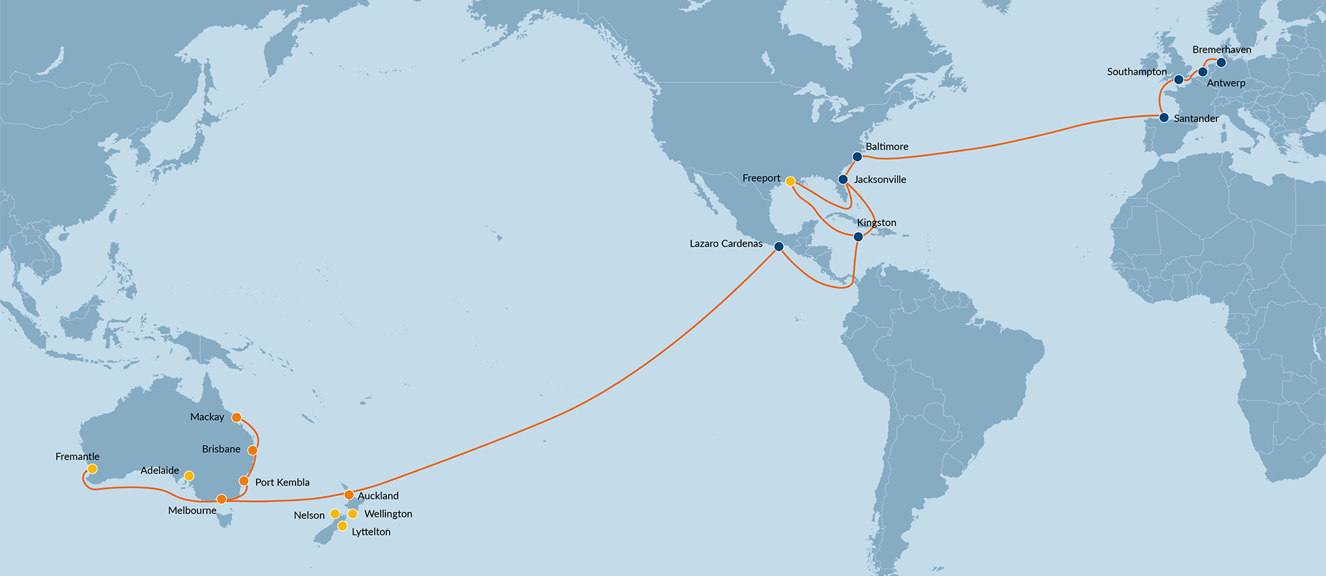 Europe to USA, Mexico and Oceania